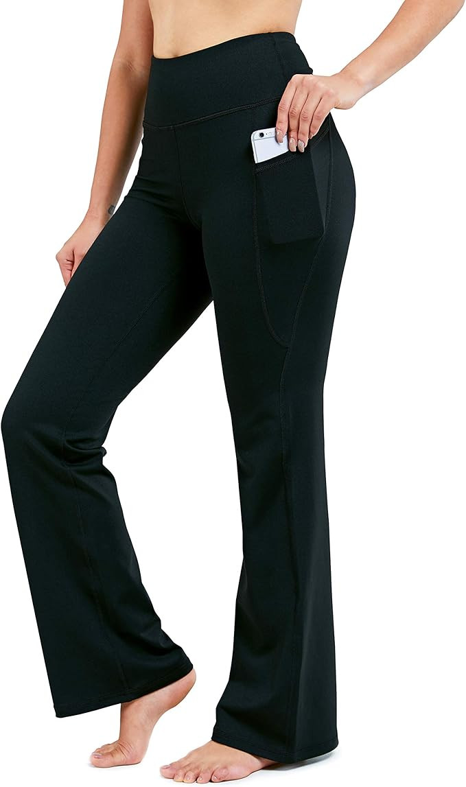 28"/30"/32"/34" Inseam Women's Bootcut Yoga Pants Long Bootleg High-Waisted Flare Pants with Pock... | Amazon (US)