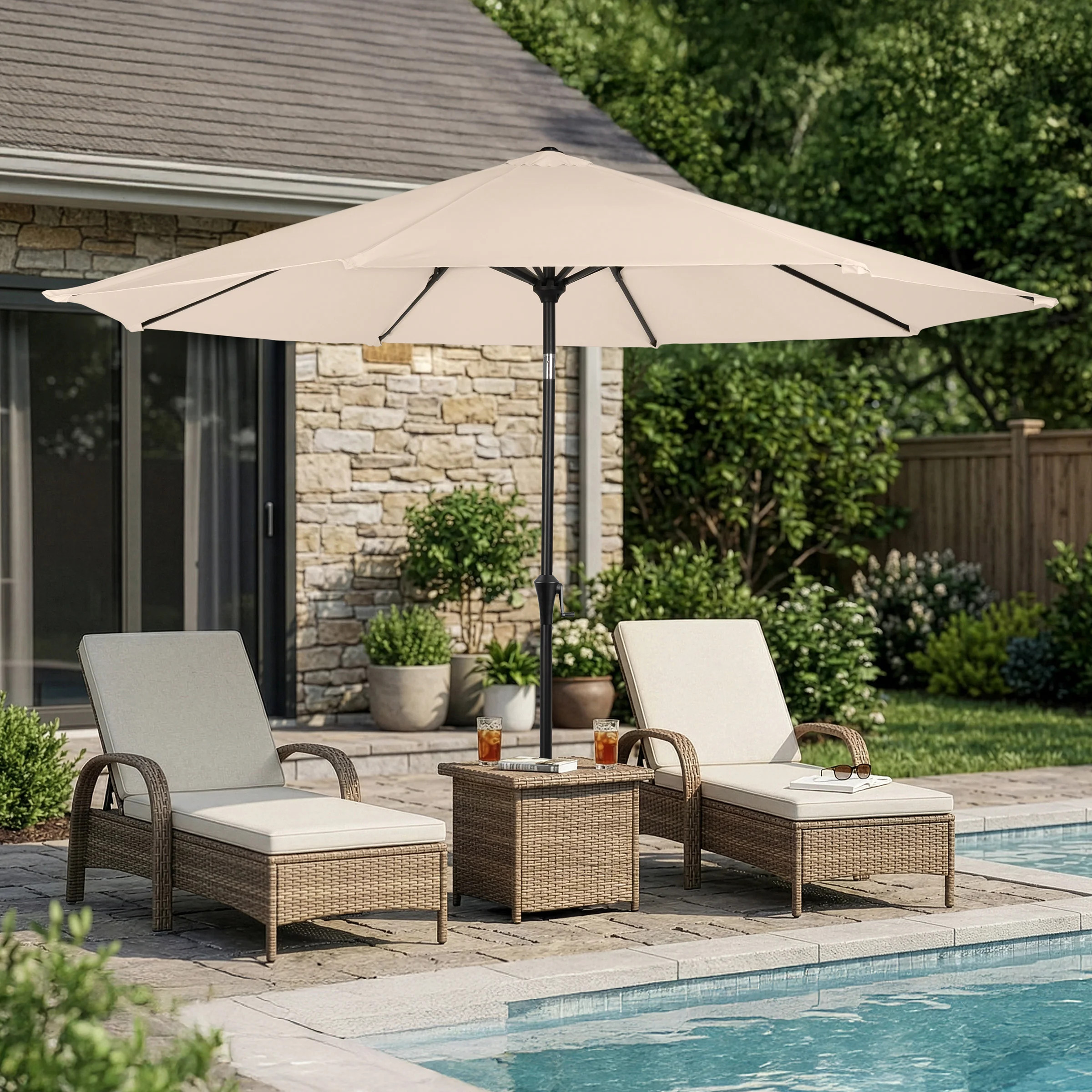 Kelton 10' Market Outdoor Easy Crank Patio Umbrella with Auto-Tilt | Wayfair North America