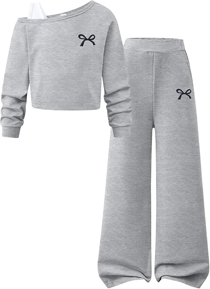 Tween Girls Clothes Off The Shoulder Sweatshirt and Wide Leg Sweatpants Sweatsuit Size 7-14 | Amazon (US)