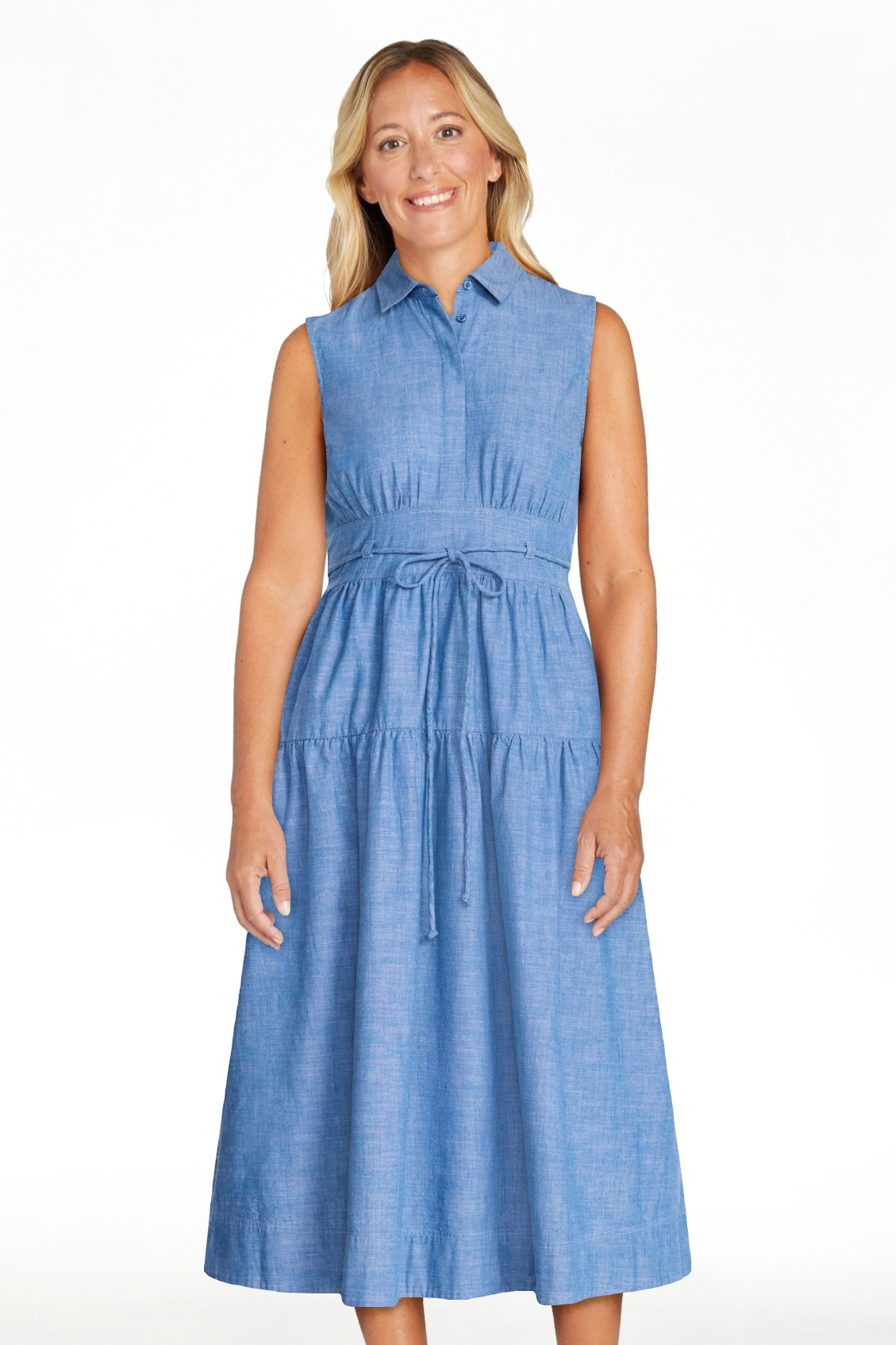 Free Assembly Women's and Women's Plus Sleeveless Cotton Maxi Shirtdress with Belt, Sizes XS-4X | Walmart (US)