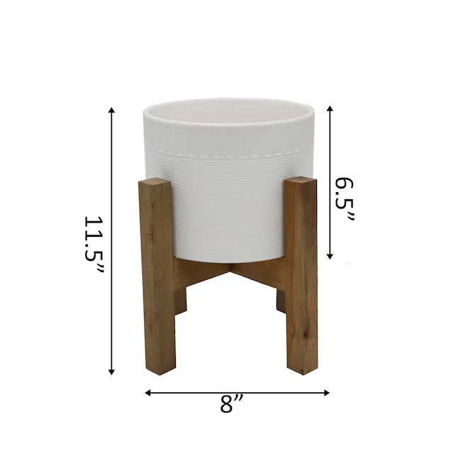 Flora Bunda 8.0-in W Small White Ceramic Indoor/Outdoor Planter Stand Included | Lowe's