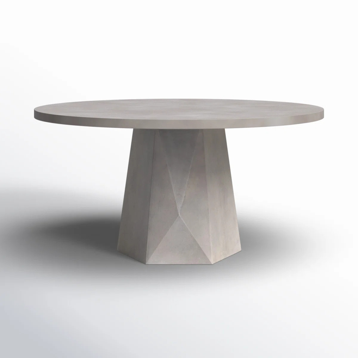 Clemmie 60" W Concrete Round Outdoor Dining Table with Faceted Base | Wayfair North America