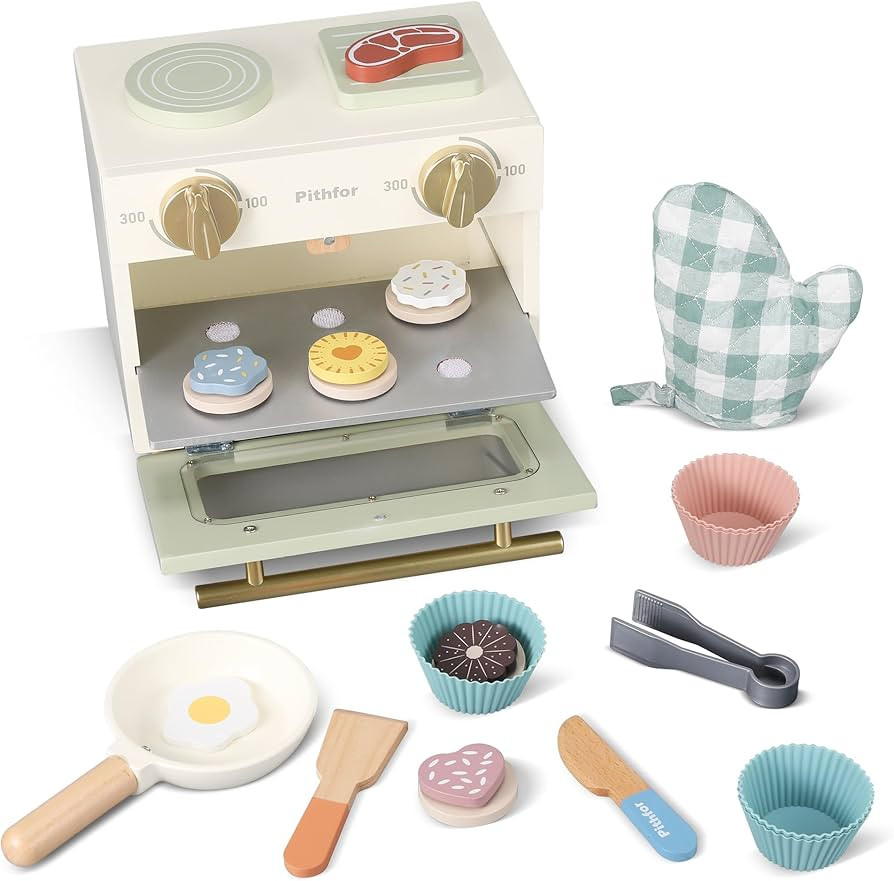 Cookies Oven Kitchen Playset, Wooden Play Kitchen Appliances, Toy Kitchen Accessories and Play Fo... | Amazon (US)