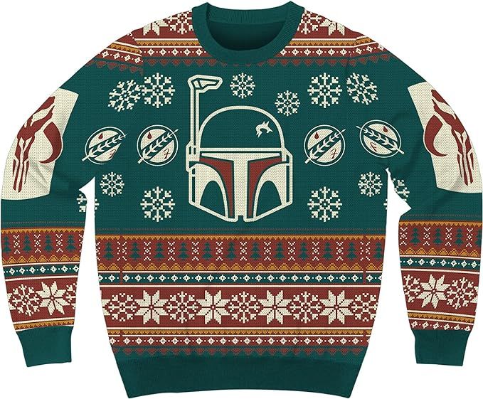 Star Wars Boba Fett The Mandalorian Winter Holiday Sweater Licensed | Amazon (US)