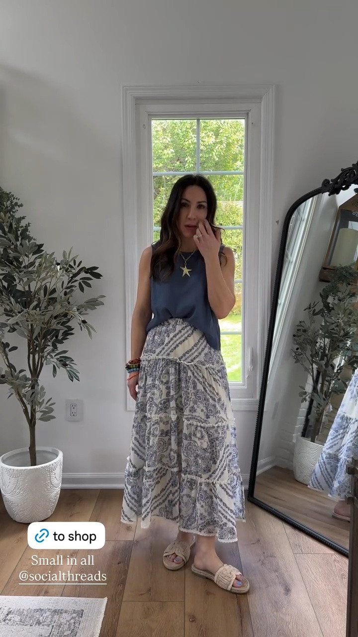 Small maxi skirt. Small tank top.

#LTKOver40