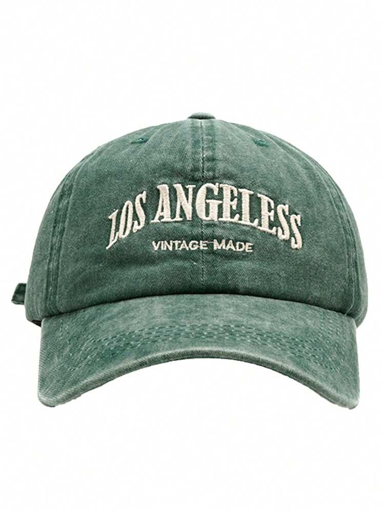 1pc FASHION Vintage Baseball Cap With Water Washed Blue And Los Angeles Letter Embroidery | SHEIN