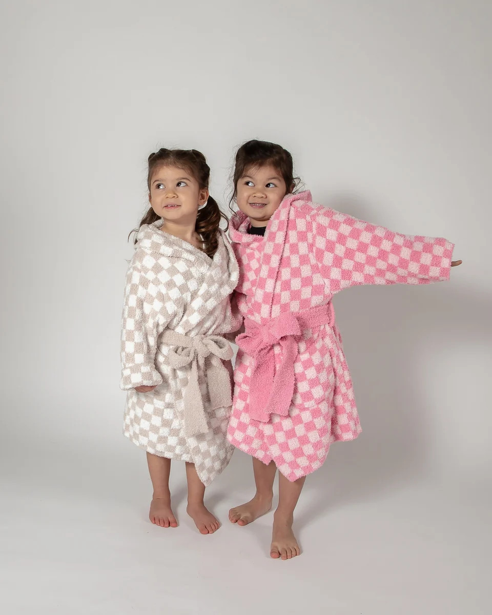 Childrens Check Print Hooded Robe | Sunset Snuggles