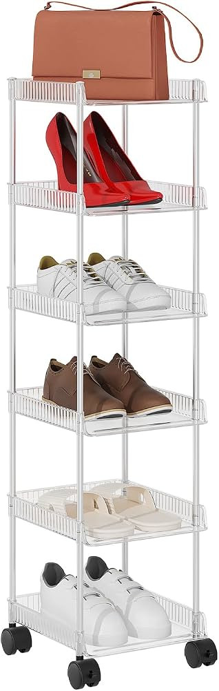 LUCKNOCK 6-Tier Vertical Shoe Rack with Wheels, Space Saving Slim Shoe Organizer for Entryway, Cl... | Amazon (US)