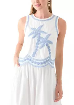 Crown & Ivy™ Petite Sleeveless Embroidered Tank | Belk