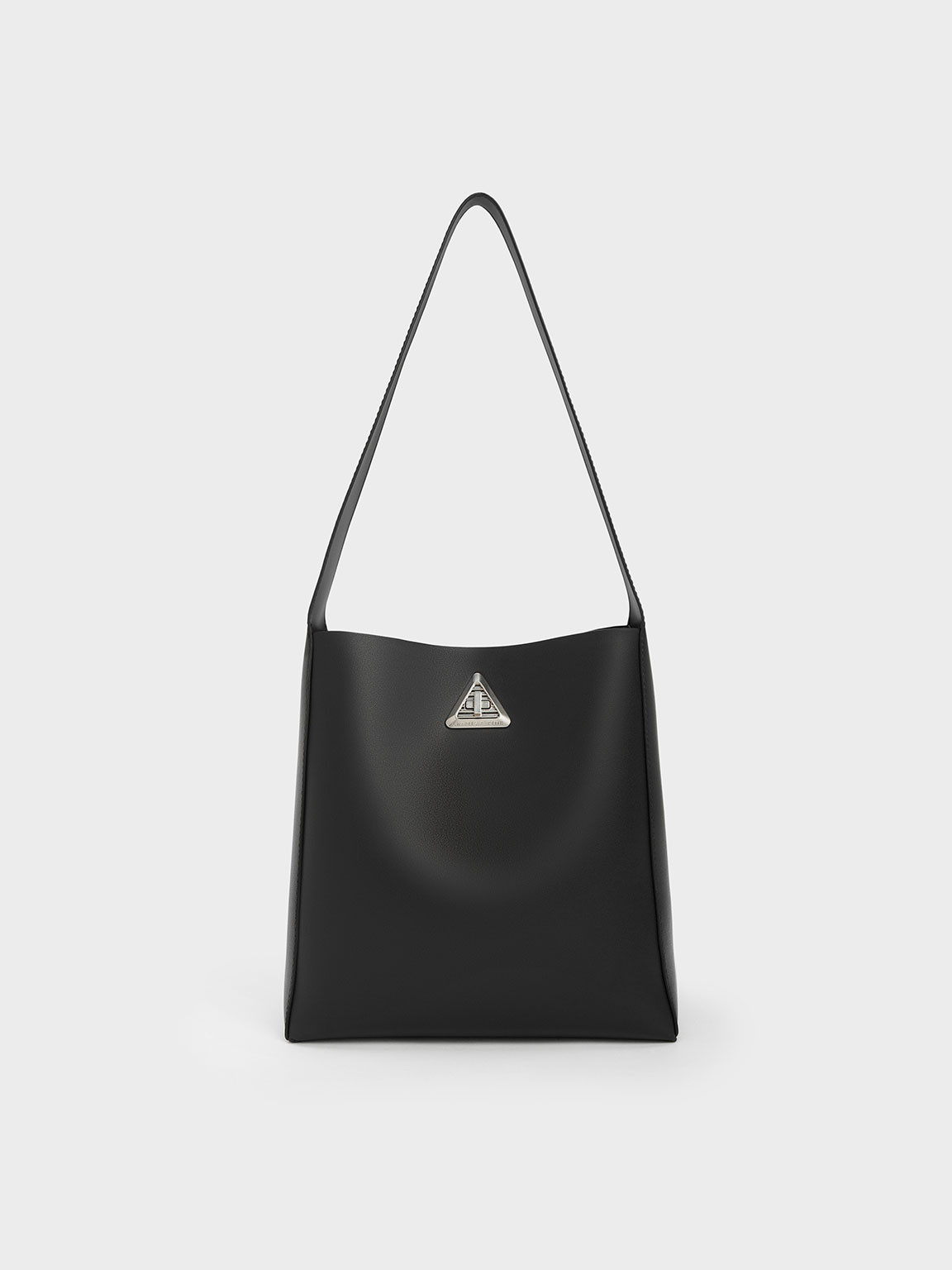Trice Metallic Accent Large Hobo Bag
 - Noir | Charles & Keith US