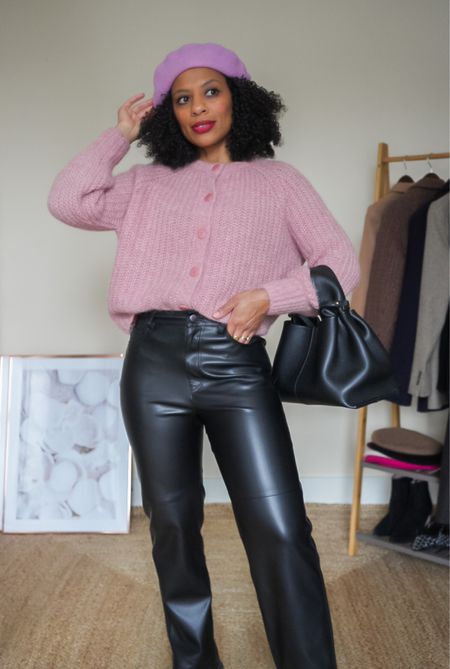 Faux leather trousers and pink chunky cardigan. I love this look for a casual brunch outfit. 

Petite fashion, petite style, winter outfit, winter outfits, leather pants, sezane knit, sezane sweater 

#LTKSeasonal #LTKstyletip #LTKeurope