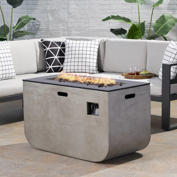 Aprell Outdoor Modern Concrete Propane Fire Pit Table | Wayfair North America