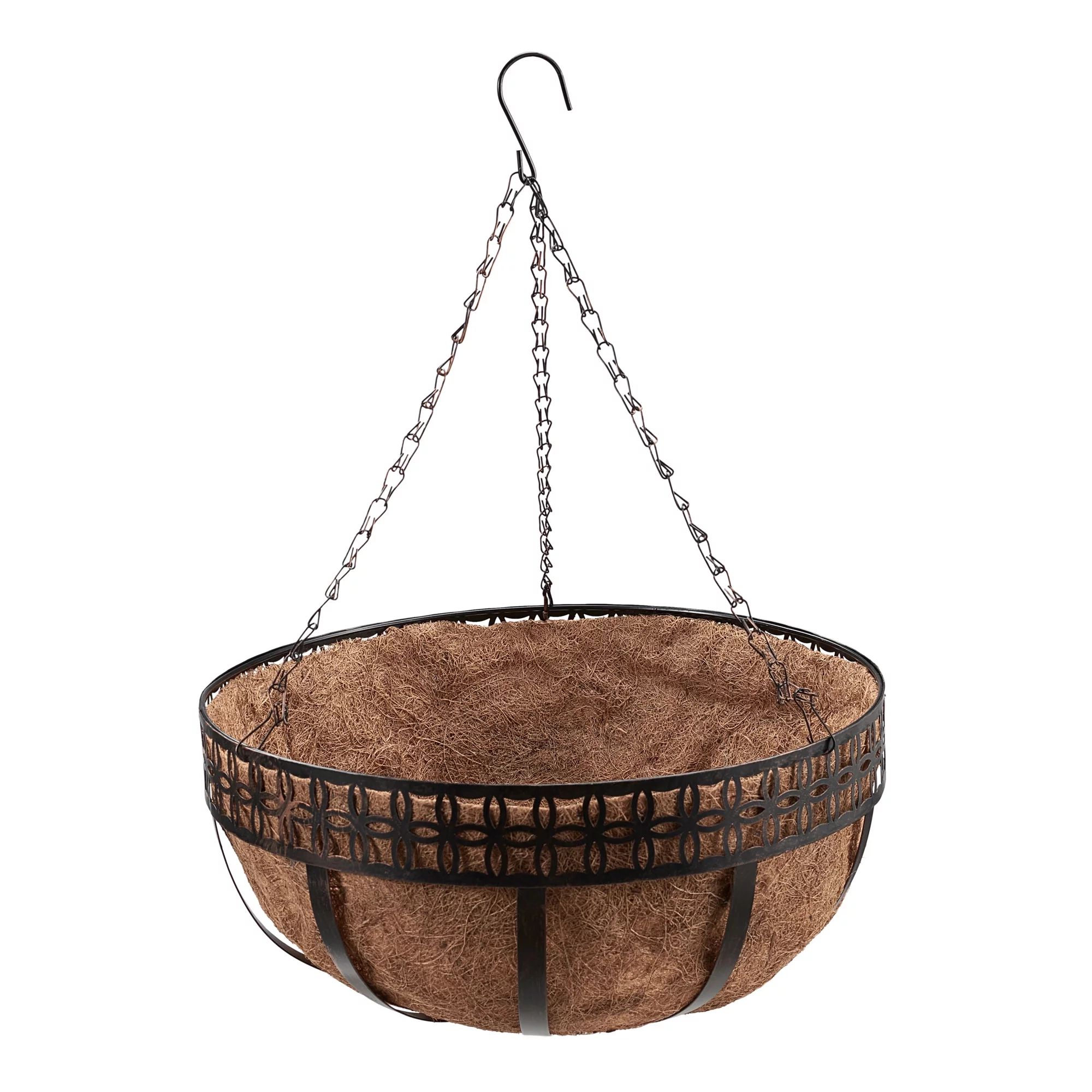Mainstays 16-inch Bronze Metal Hanging Plant Basket with Coco-Fiber Liner | Walmart (US)
