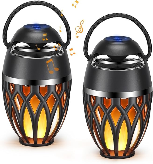 MOFOKEAY 2 Pack Outdoor Bluetooth Speakers,Wireless Speakers with LED Flame Flickers,IP5X Waterpr... | Amazon (US)