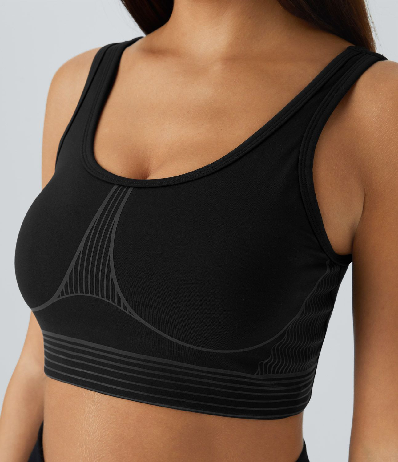 Women’s SpeedWave™ Medium Support U Neck Backless Striped Quick Dry Workout Sports Bra - Hala... | HALARA