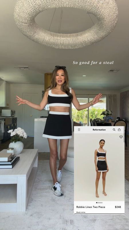 Save vs splurge for this reformation set, black and white set, spring style, spring outfit, revolve set, size small, new balance sneakers 

#LTKfindsunder100 #LTKstyletip