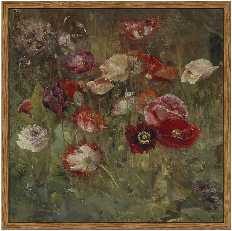 InSimSea Flower Square Framed Canvas Home Decor, 10"x10" Classical Floral Scenic Oil Painting Can... | Amazon (US)