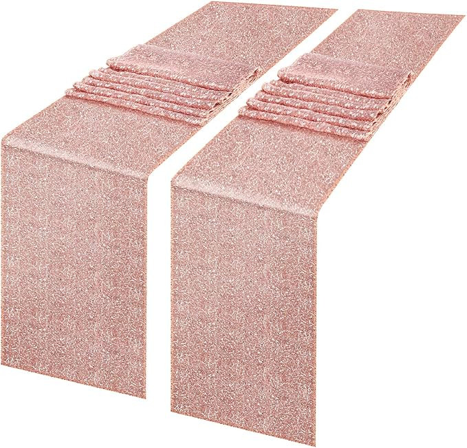Syntus Sequin Table Runner Rose Golden, 2 Pack 12 x 72 inch Glitter Rose Gold Table Runner Rectan... | Amazon (US)