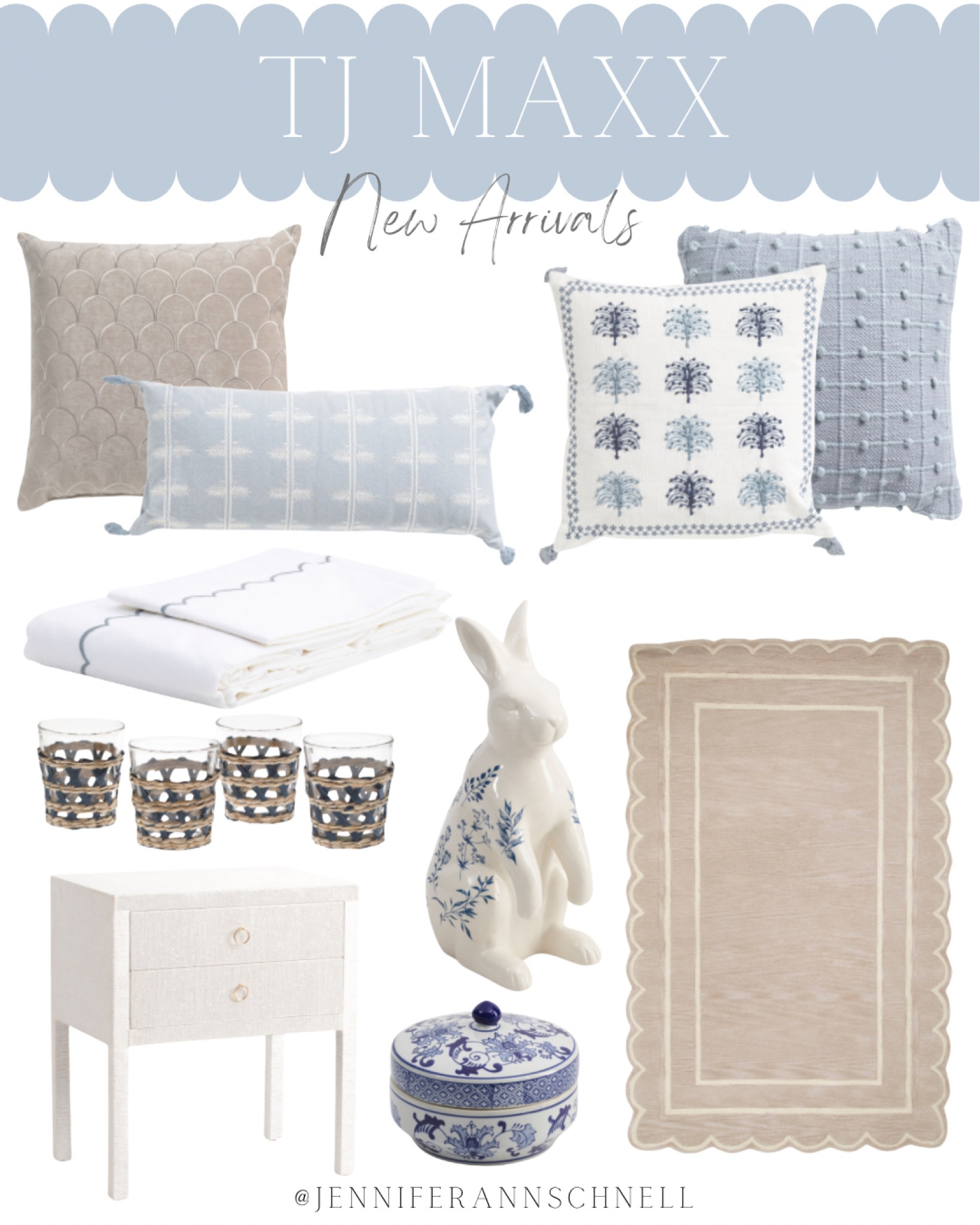 TJ Maxx new arrivals!

Coastal pillows, blue and white pillows, scalloped sheets, woven nightstand, Easter decor, Spring decor, Spring refresh, coastal decor, beach house decor, beach decor, beach style, coastal home decor, coastal decorating, coastal interiors, coastal house decor, beach style, neutral home decor, modern traditional, traditional home decor, coastal hamptons Nantucket home decor, Serena & Lily dupe, Serena & Lily look alike, designer dupe, preppy, classic, timeless, blue & white home decor, grandmillennial, coastal grandmother

#LTKSeasonal #LTKhome #LTKfindsunder50