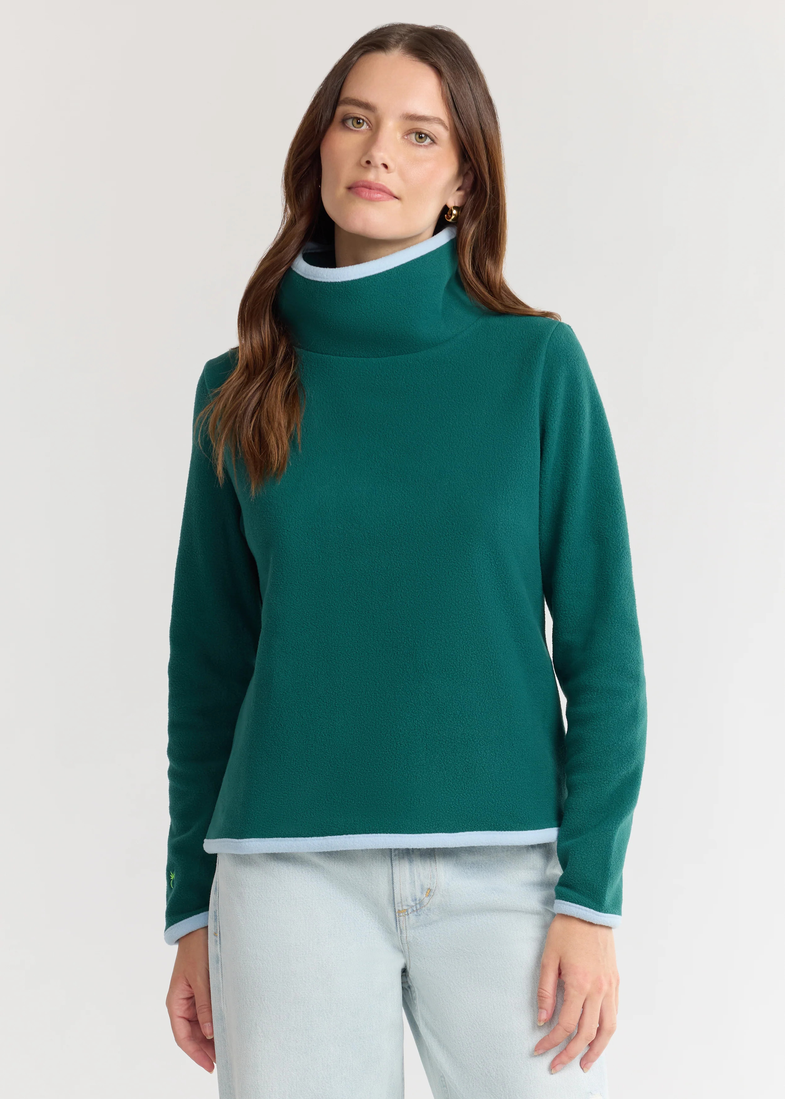 Park Slope with Tipping in Vello Fleece (Woodland Green/Ice Blue) | Dudley Stephens