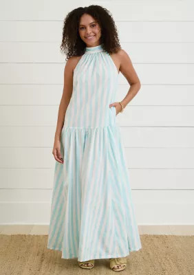 Crown & Ivy™ Sewing Down South x Crown & Ivy™ Amanda Striped Halter Neck Maxi Dress | Belk