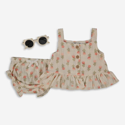 Cream Floral Print Dress Set | TK Maxx