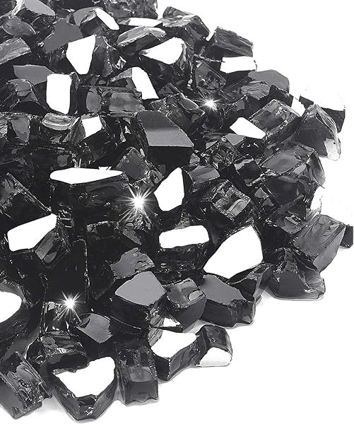 SHINESTAR 15LB Fire Glass - 1/2 inch Fire Pit Glass Rocks, Black Reflective Tempered Fireglass fo... | Amazon (US)