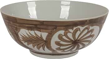 Creative Co-Op Hand-Painted Stoneware Bowl with Water Color Floral Design, Brown | Amazon (US)