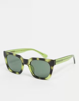 A.Kjaerbede Nancy unisex 70s square sunglasses in dark green tort | ASOS (Global)