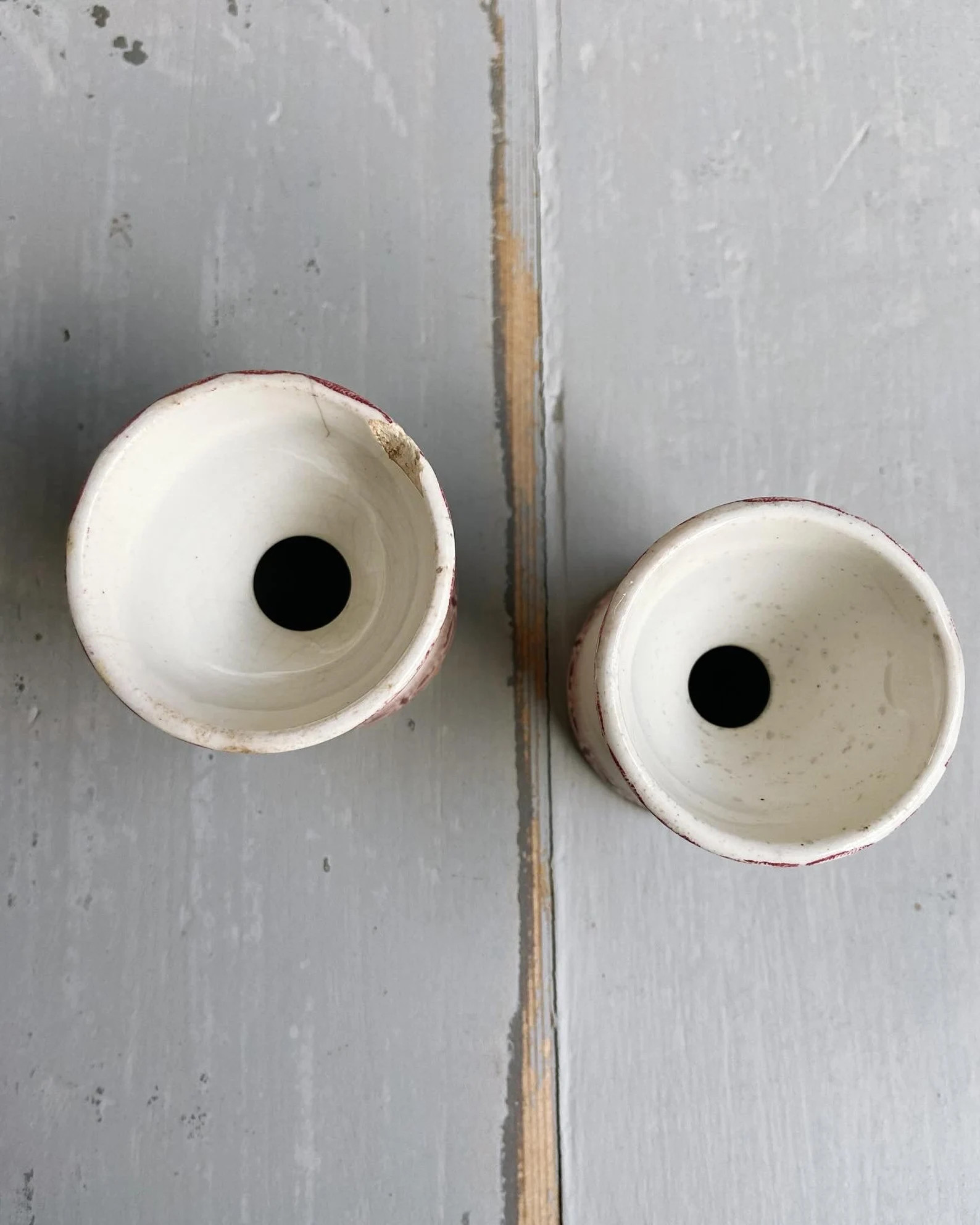 Beautiful Vintage French Ironstone Egg Cups in Pinkish Red - Etsy | Etsy (US)