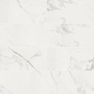 Carrara 12 in. x 24 in. Polished Porcelain Marble Look Floor and Wall Tile (16 sq. ft. /Case) | The Home Depot
