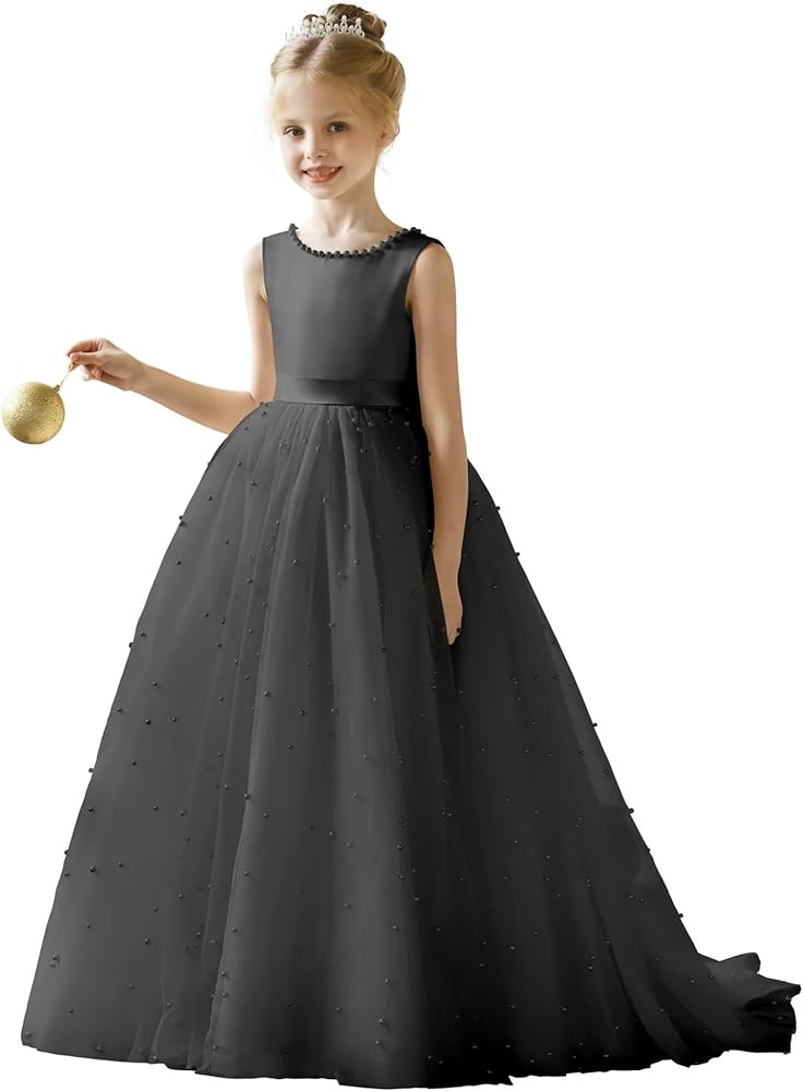 JISISANG Flower Girl Tulle Tutu Dress for Kids Wedding Girl First Communion Pageant Dresses Princ... | Amazon (US)