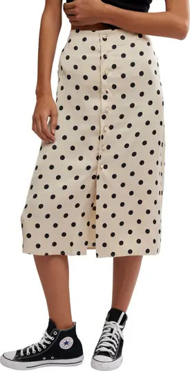Free People Analise Polka Dot Button-Up Midi Skirt | Nordstromrack | Nordstrom Rack
