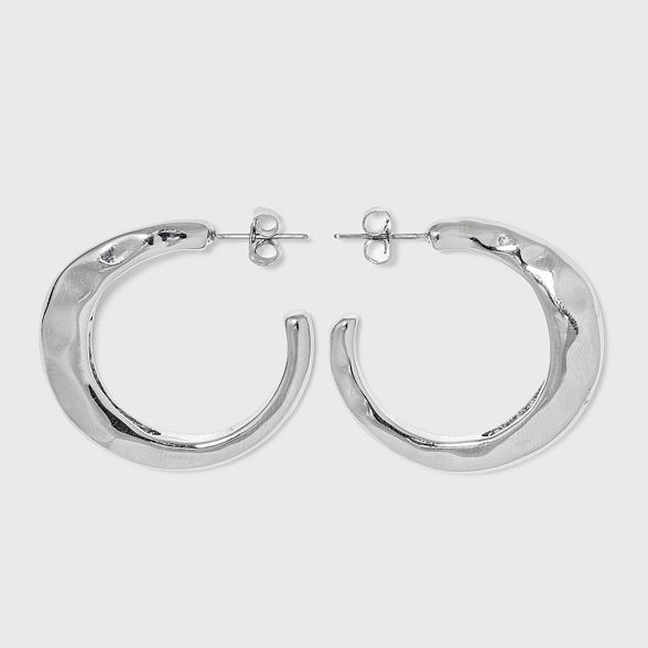 Shiny Flat Hammered Hoop Earrings - A New Day™ | Target