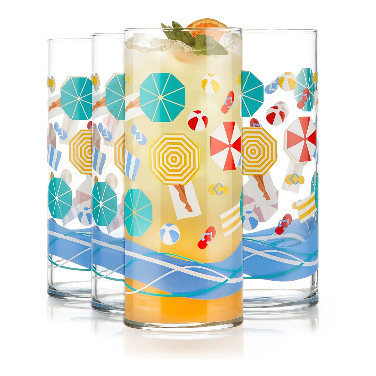 Libbey Vintage Beach Scene Cooler Glasses, 16 oz. (Set of 4) | Wayfair North America