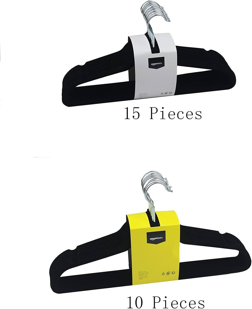 Amazon Basics Slim, Velvet, Non-Slip Suit Clothes Hangers, Black/Silver - Pack of 100 | Amazon (US)