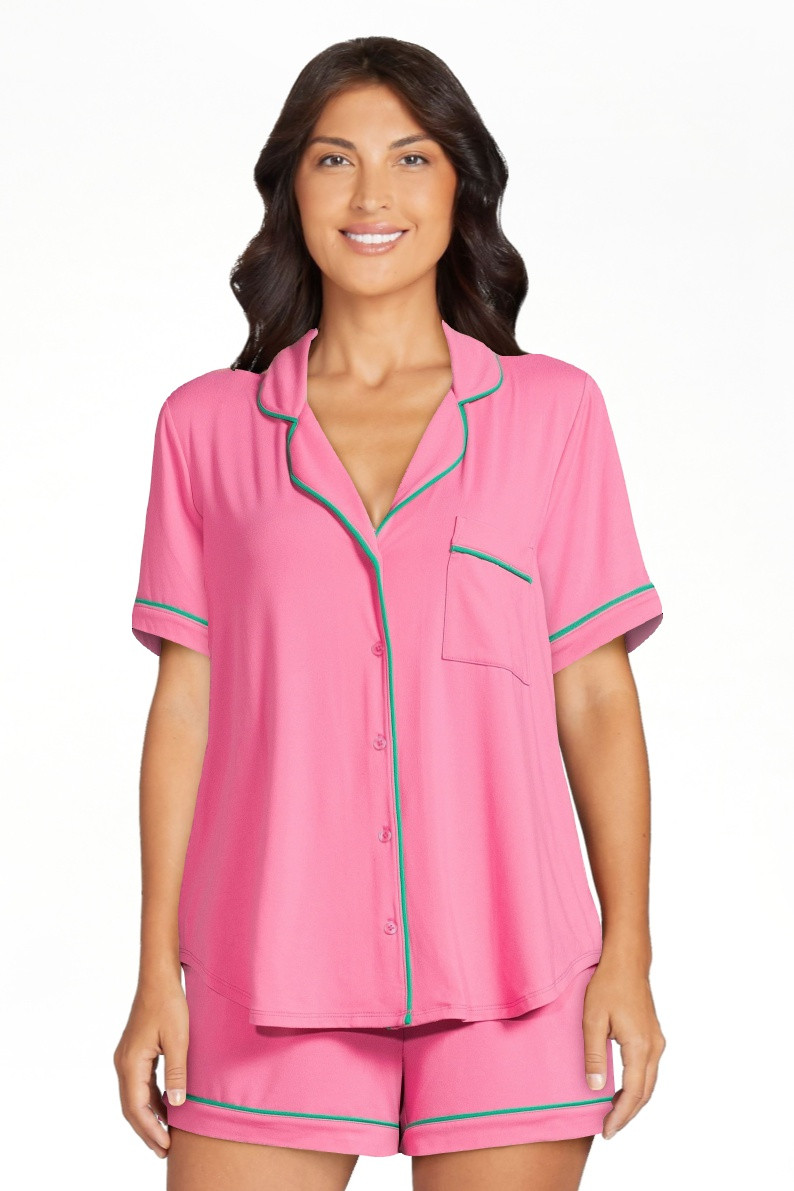 Joyspun Women’s Short Sleeve Notch Collar Top and Shorts Knit Pajama Set, 2-Piece, Sizes S to 3... | Walmart (US)