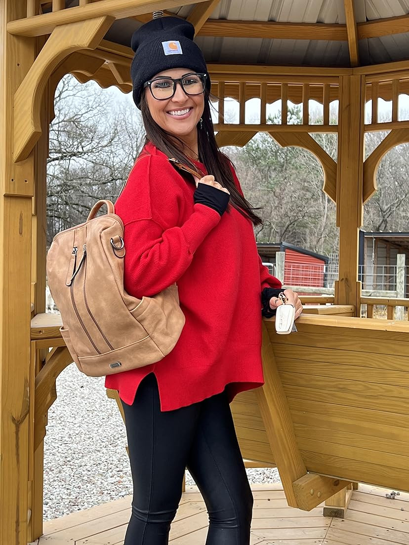 LILLUSORY Women's Crewneck Batwing Long Sleeve Sweaters 2023 Fall Oversized Ribbed Knit Side Slit... | Amazon (US)