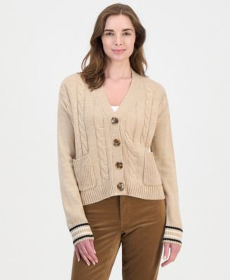 Nautica Women's Cable-Front V-Neck Cardigan - Navy | Macy's