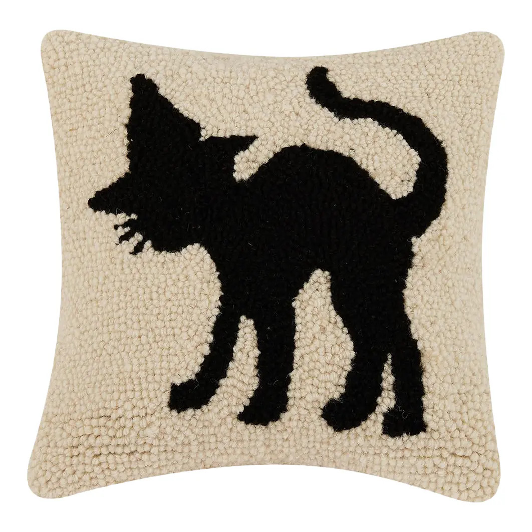 Halloween Cat Hook Pillow 10" x 10" | Chairish
