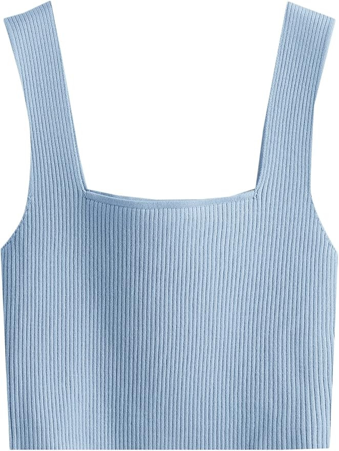 Verdusa Women's Square Neck Sleeveless Solid Ribbed Knit Crop Top Tank | Amazon (US)