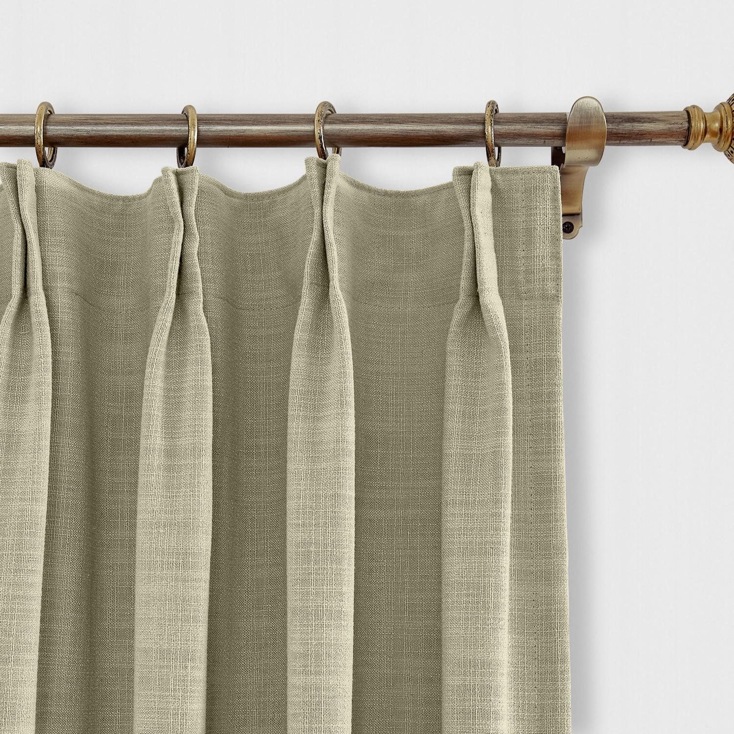 Grey Beige TWOPAGES 52 W x 96 L inch Pinch Pleat Drapes Faux Linen Curtains Drapery Panel | Amazon (US)