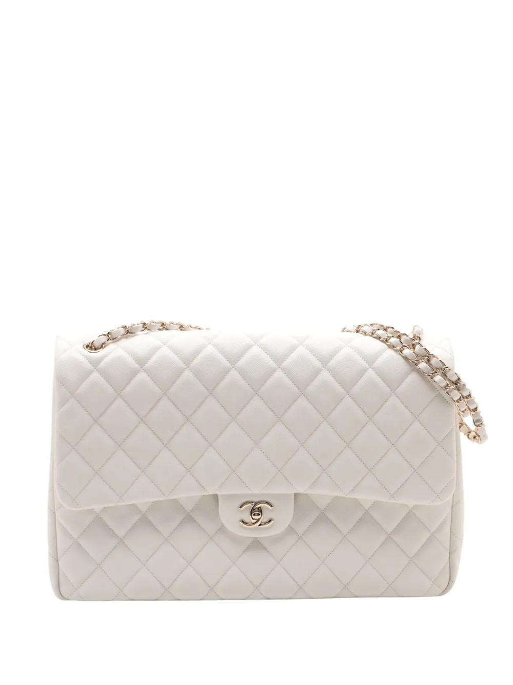 CHANEL Pre-Owned 2021-2025 XXL CC Quilted Caviar Single Flap shoulder bag - White | Farfetch Global