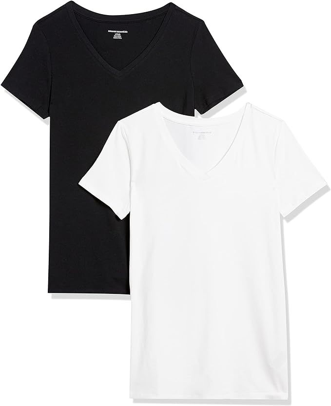 Amazon Essentials Women's 2-Pack V-Neck Classic-fit Short-Sleeve Tee Shirt | Amazon (US)