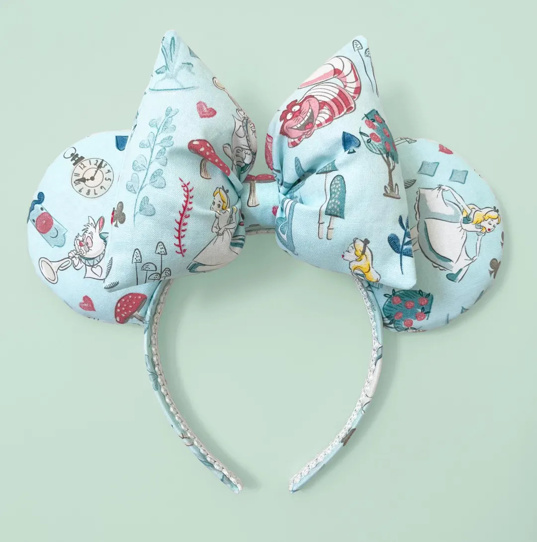 Minnie Alice Bow Ear Wonderland Minnie Ear Blue Alice Ear Light Blue Bow Mad Hatter Minnie Ear Ch... | Etsy (US)