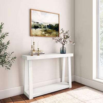 Plank+Beam 46" Solid Wood Console Table with Storage, Sofa Table with Shelf, Narrow Entryway Table for Hallway, White | Target
