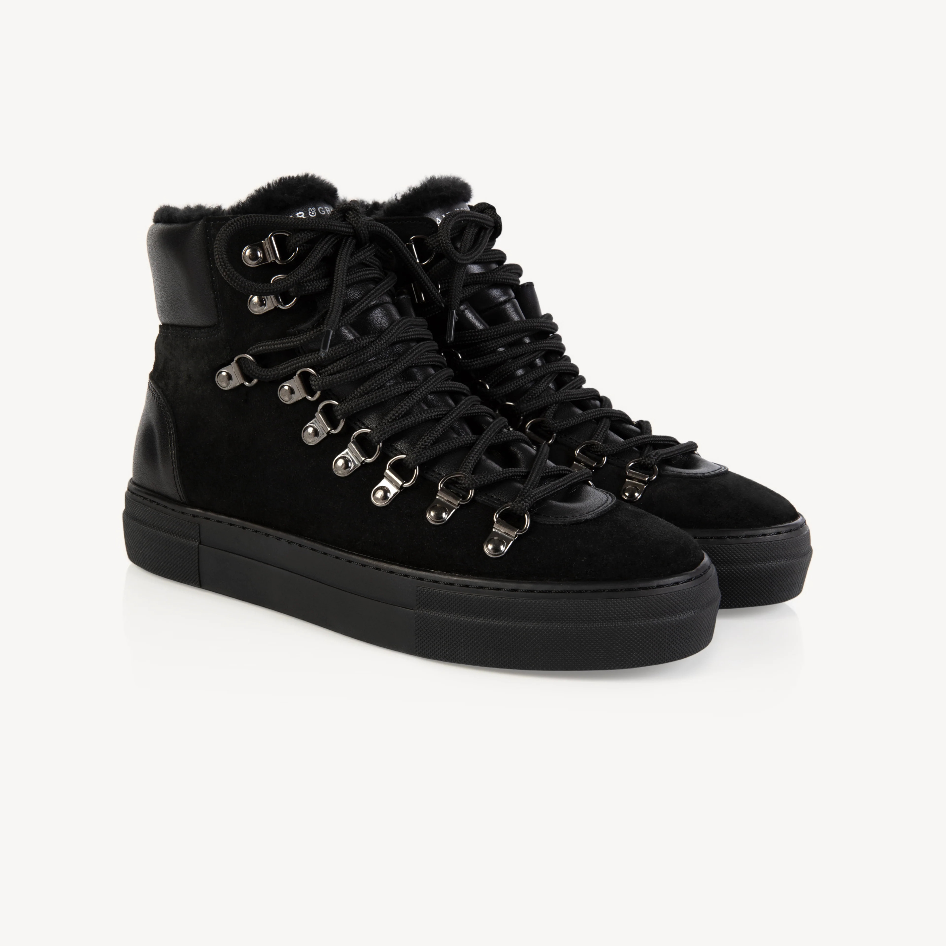 Camino: Black Suede & Shearling High Tops from Air & Grace | Air & Grace