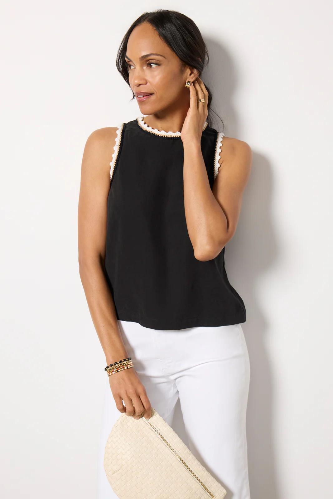 Trim Detail Button Back Tank | Evereve