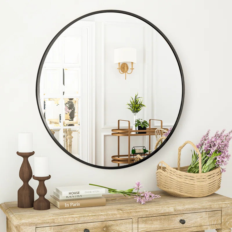 Hermien Round Metal Wall Mirror | Wayfair North America