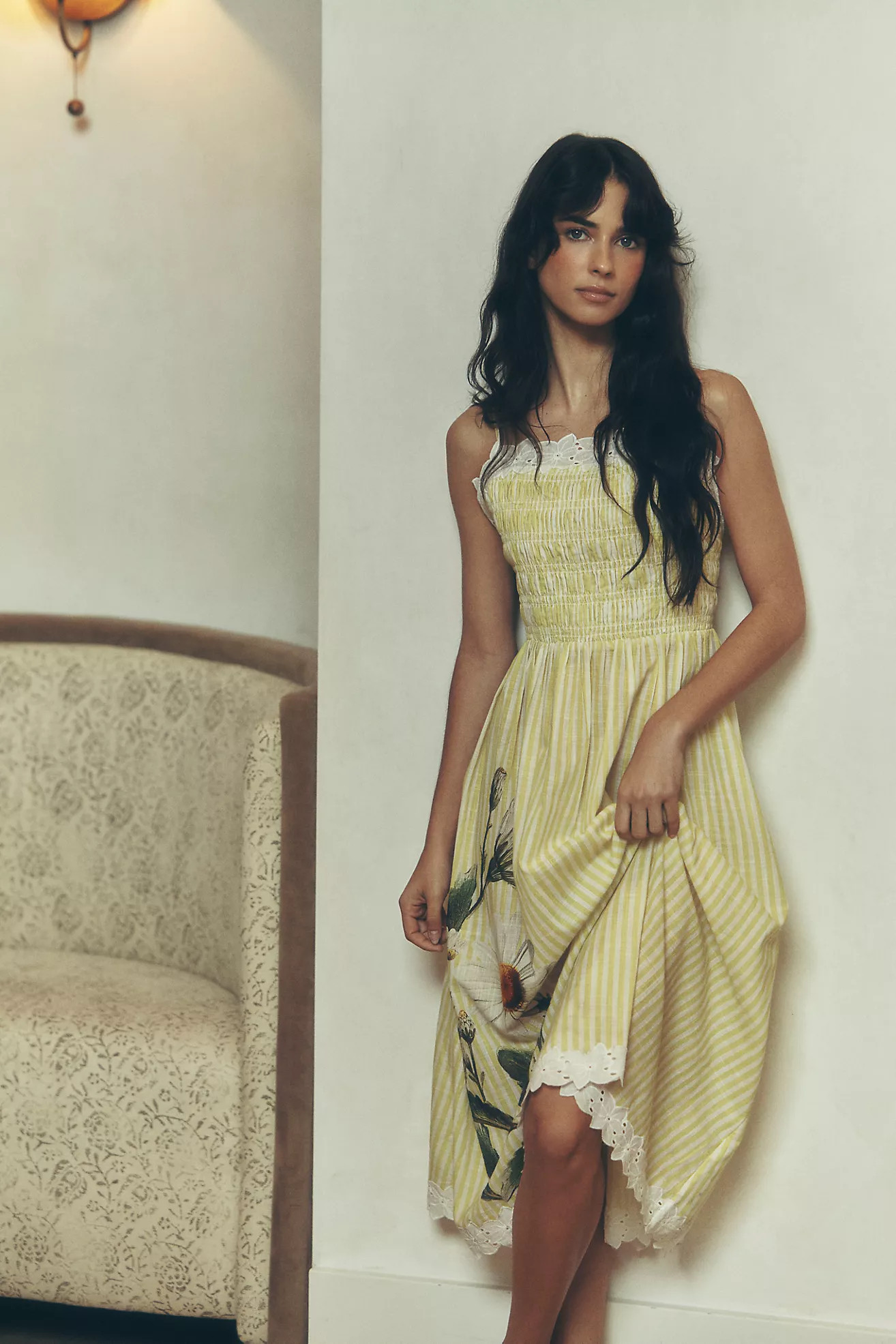 LyreBird Smocked Printed Midi Dress | Anthropologie (US)